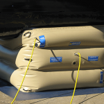 A closeup image of an aircraft lift bag in use