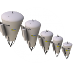 Illustration of five various-sized, conically-shaped rapid recovery systems
