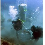Diver using commercial lift bag